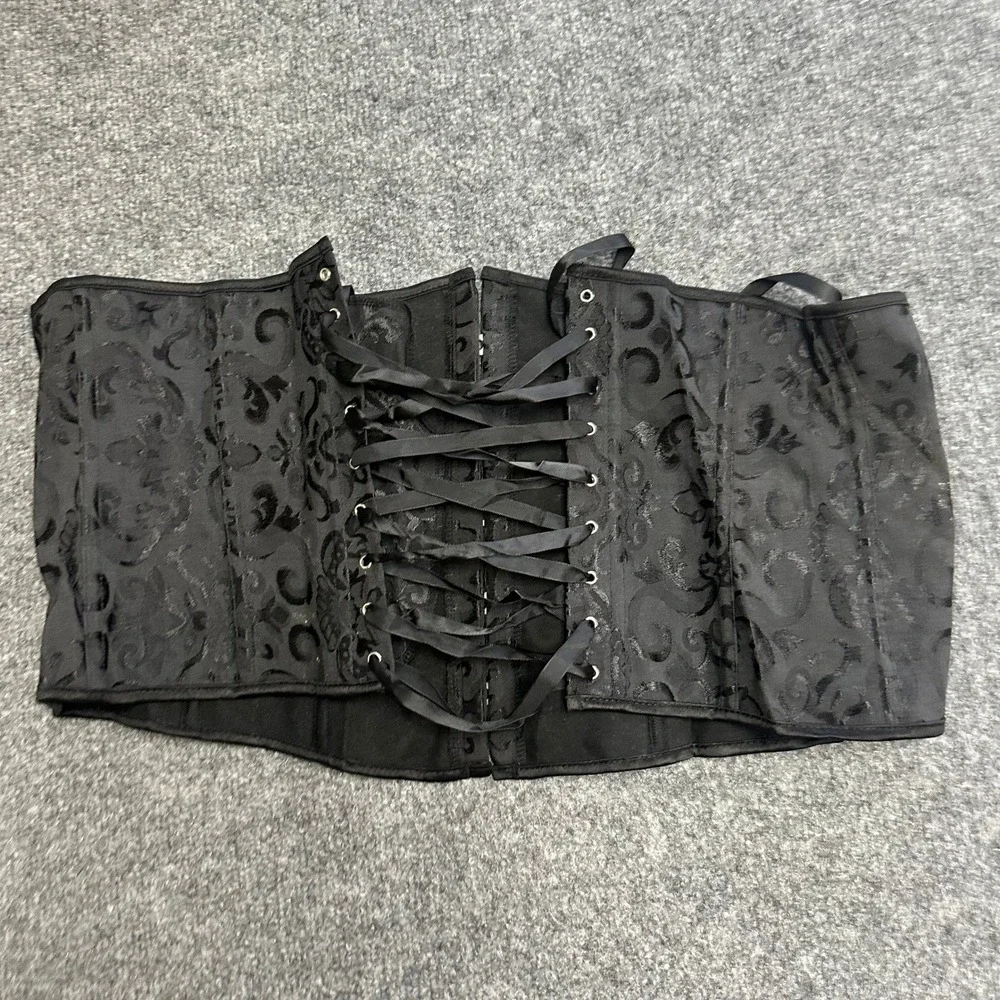 Unbranded Corset Belt Womens Size 5XL Black Jacquard Lace Up Goth Steampunk Wide